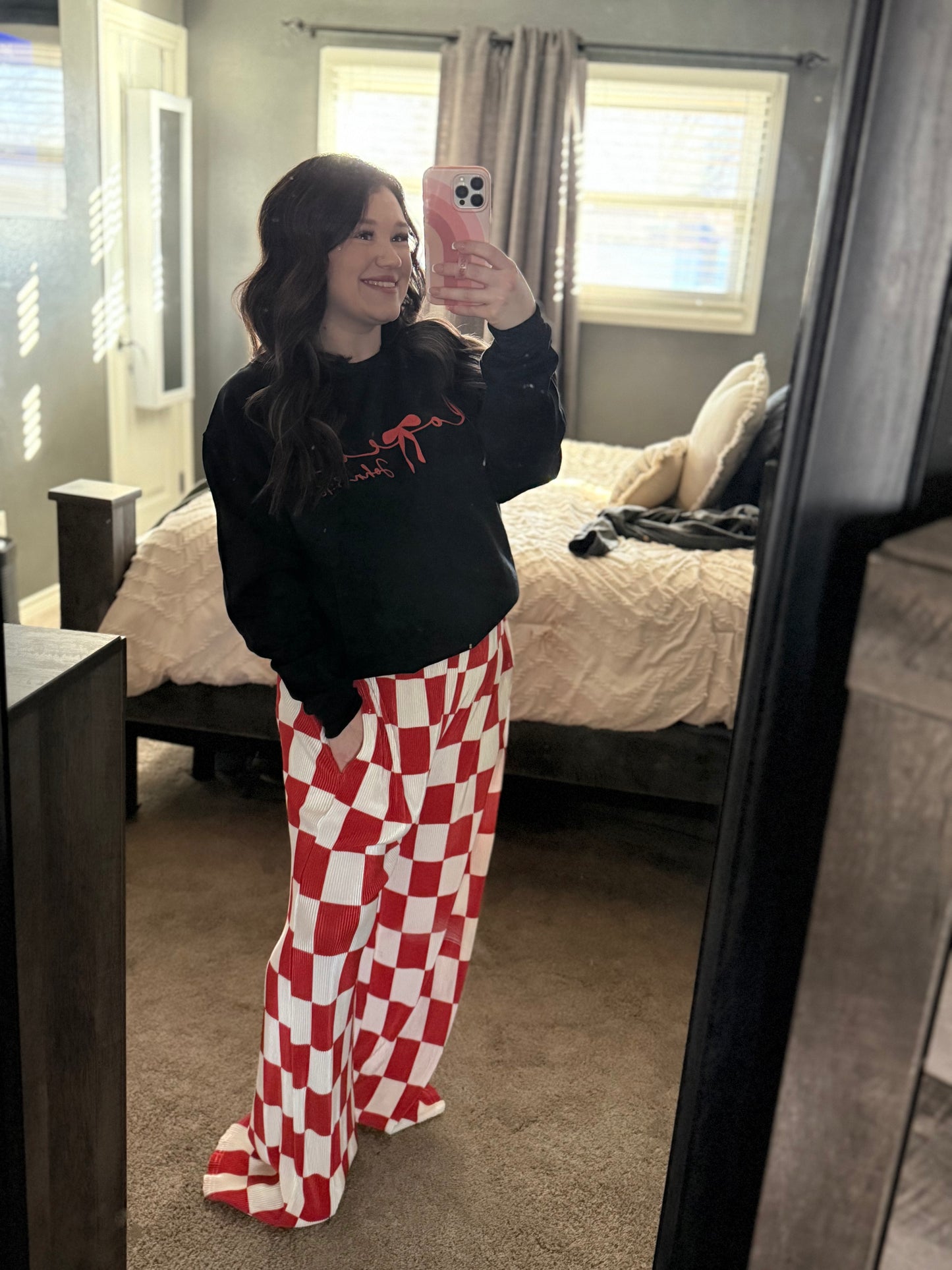 Red and White Checkmate Pants
