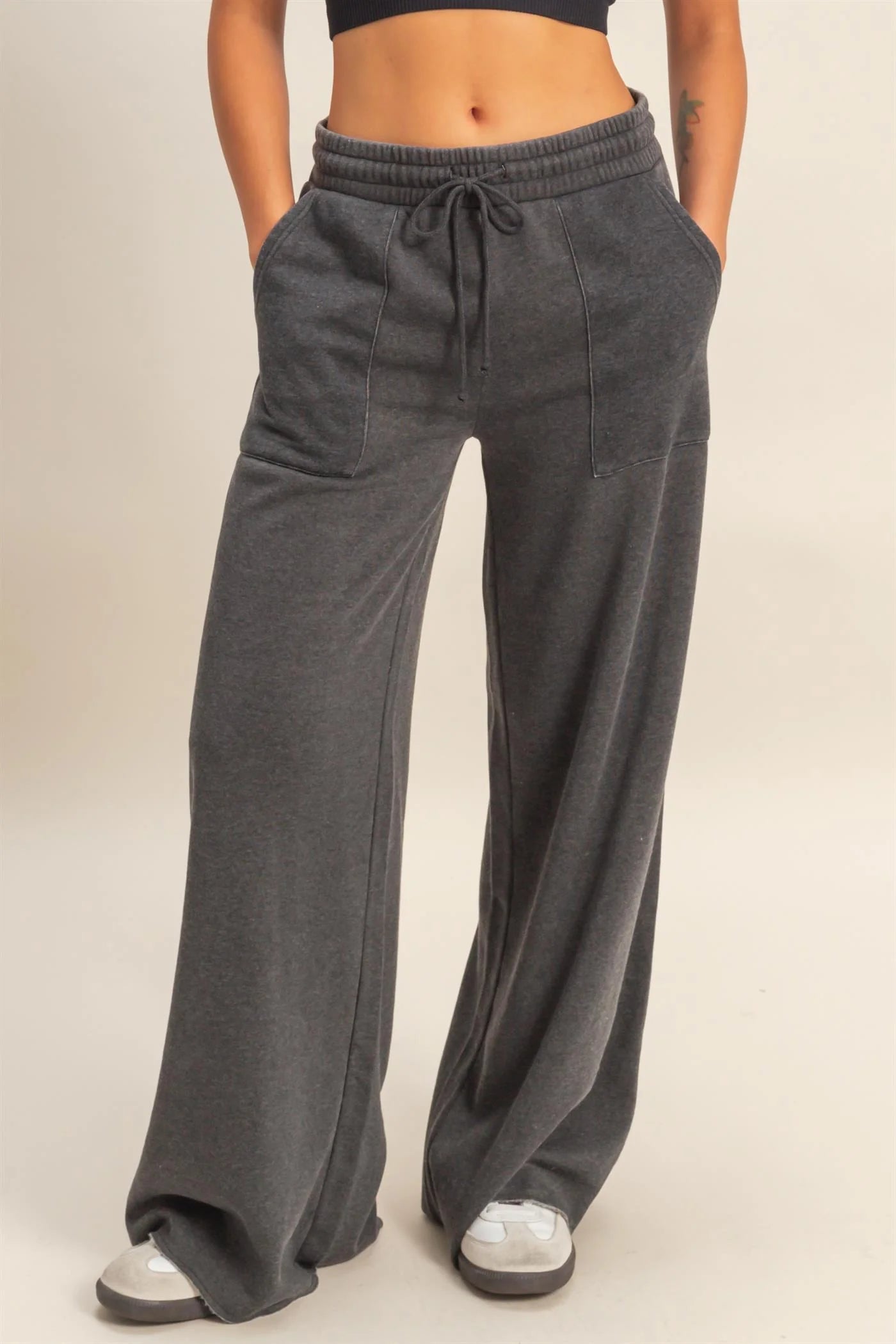 Burnout French Terry Wide-Leg Pants