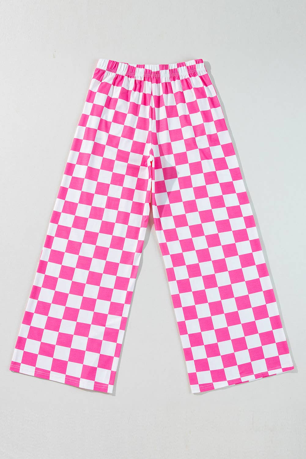 Checkered Print High Waist Wide Leg Pants