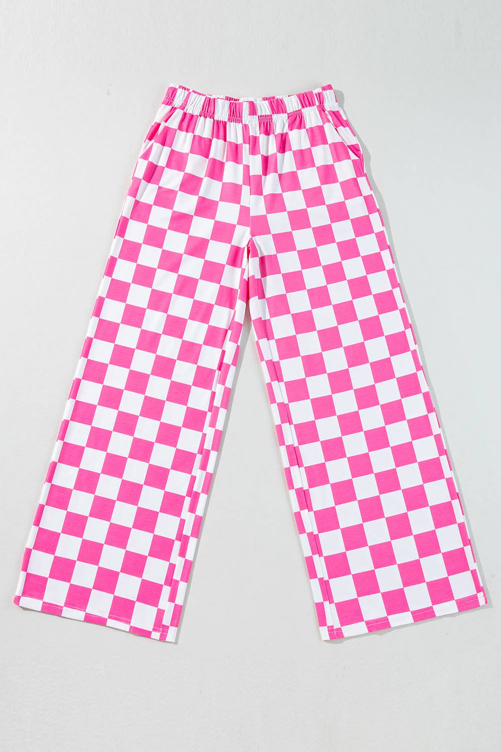 Checkered Print High Waist Wide Leg Pants