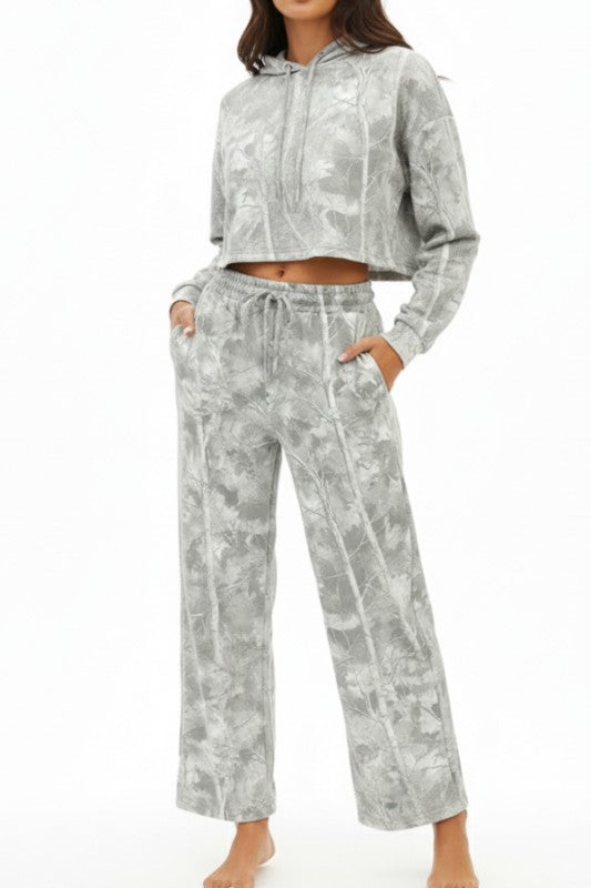 Camo Hooded Sweatshirt Pant Set