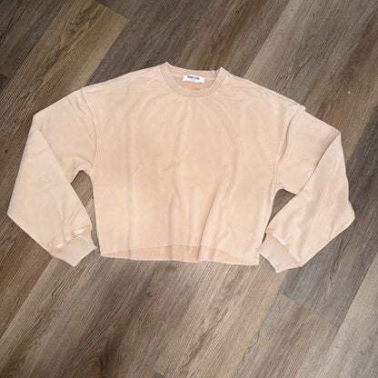 Mineral Wash Raw Edge Cropped Sweatshirt