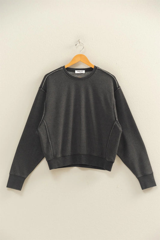 Raw Edge Detail Burnout Sweatshirt