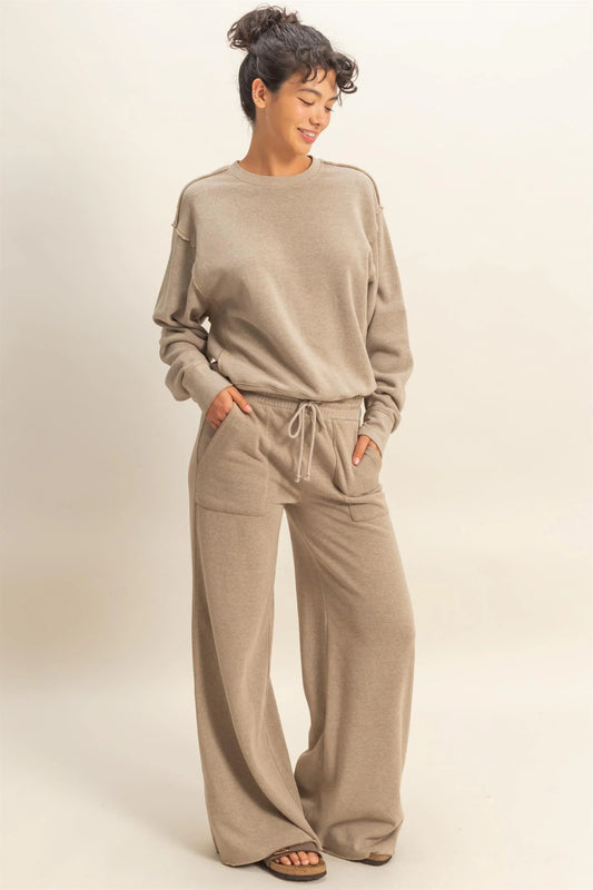 Burnout French Terry Wide-Leg Pants