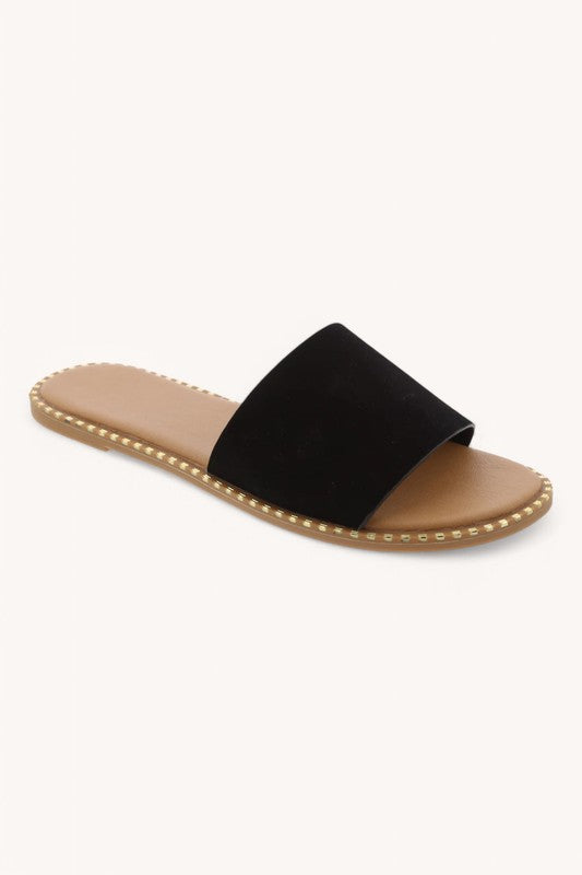 Black Wide Strap Sandals