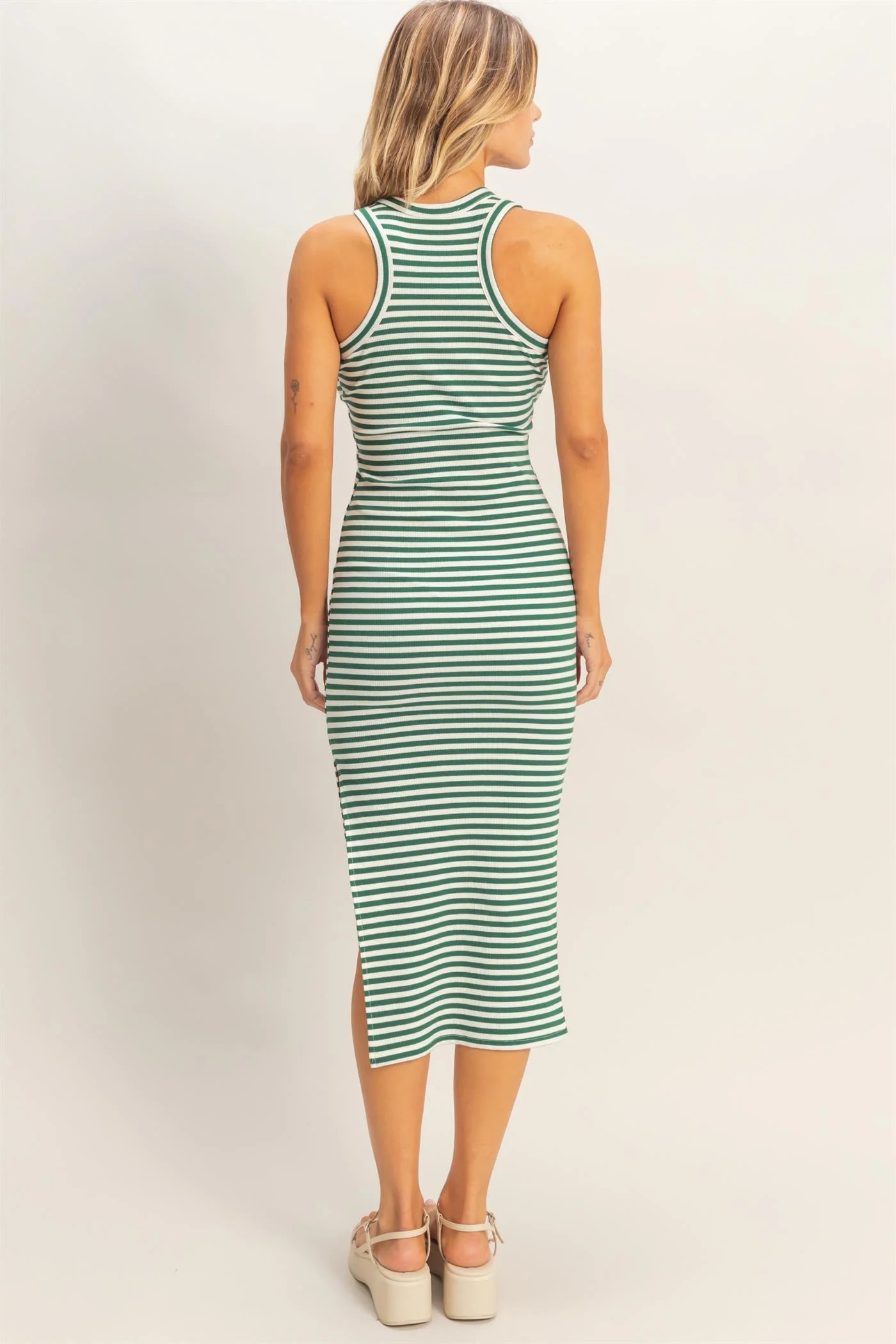Striped Ribbed Tank Dress