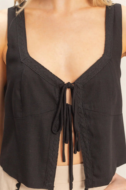 Sleeveless Front-tie Top